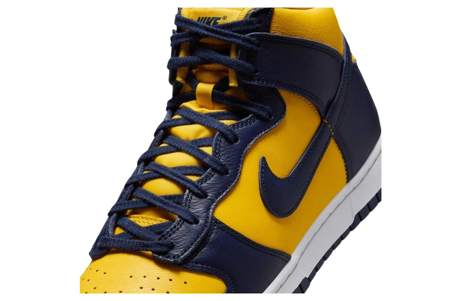 nike dunk high michigan midnight navy varsity maize 5