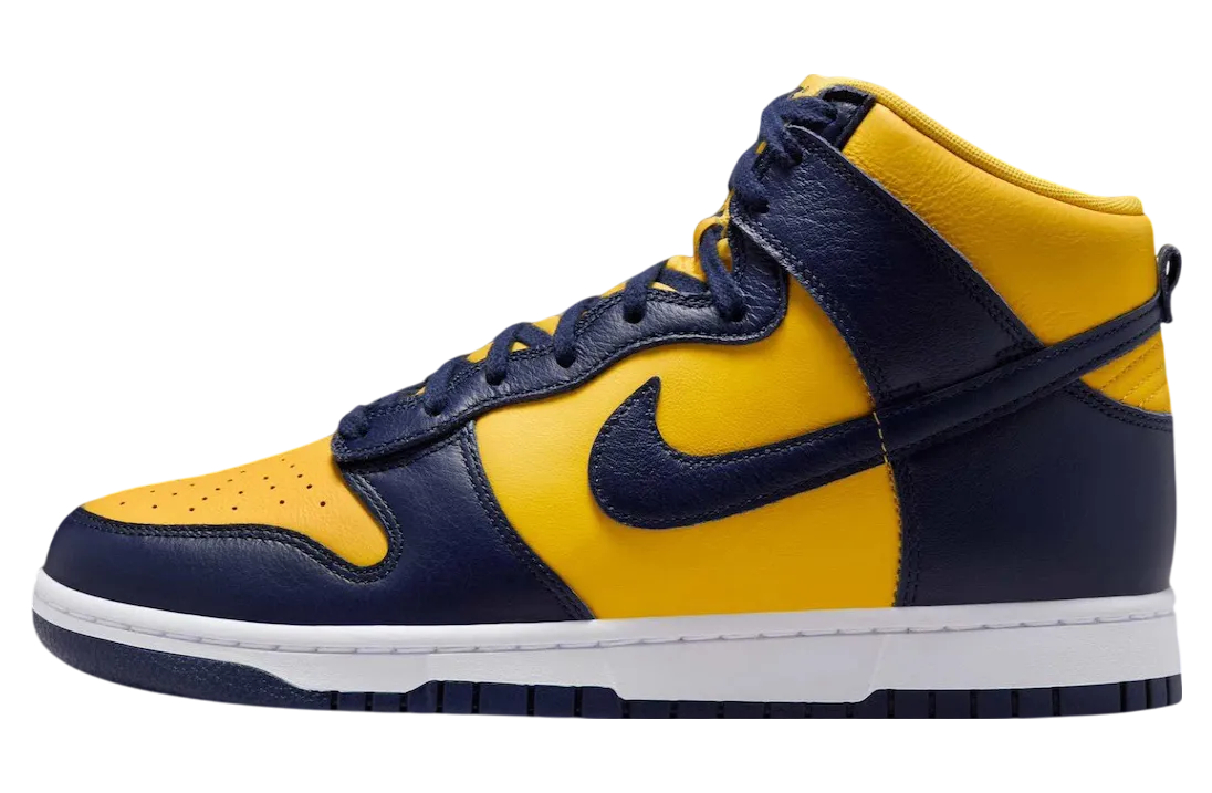 nike dunk high michigan midnight navy varsity maize