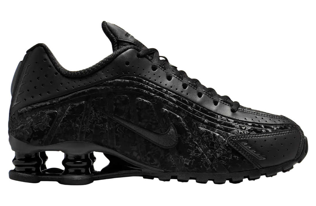 nike shox r4 black floral wmns black dark smoke grey 0