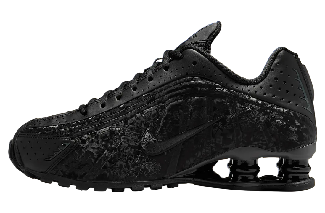 nike shox r4 black floral wmns black dark smoke grey