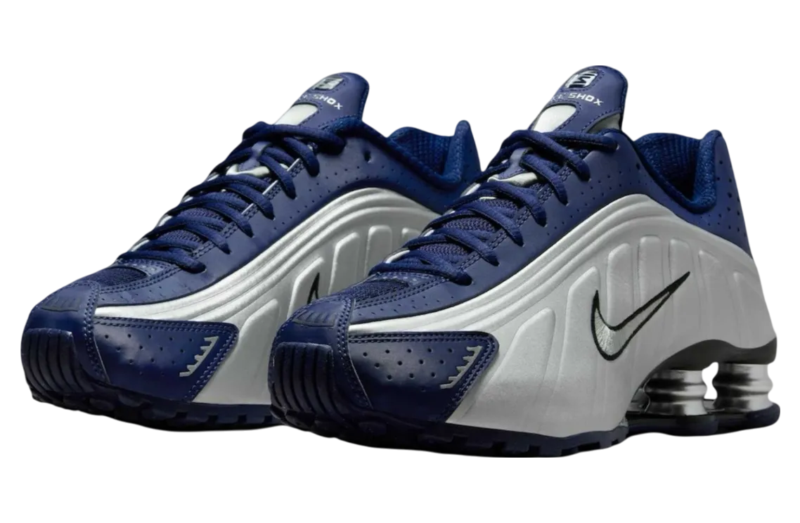 nike shox r4 blue void blue void metallic silver 1