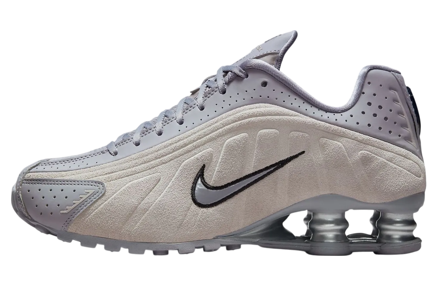 nike shox r4 cement grey blue tint