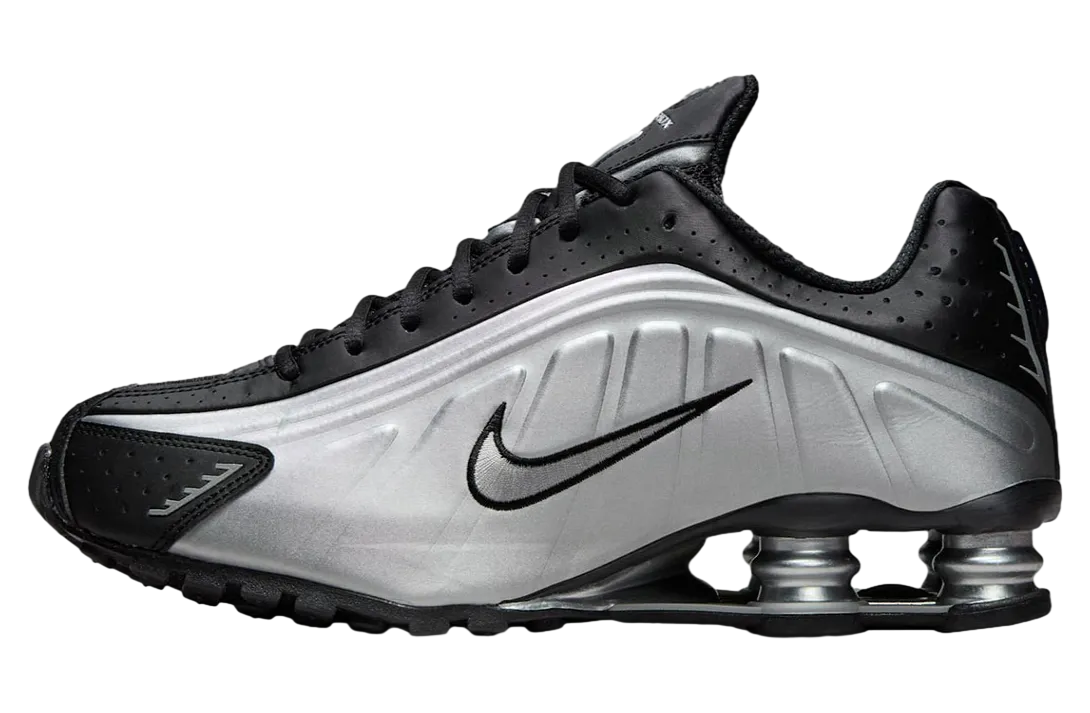 nike shox r4 metallic silver black