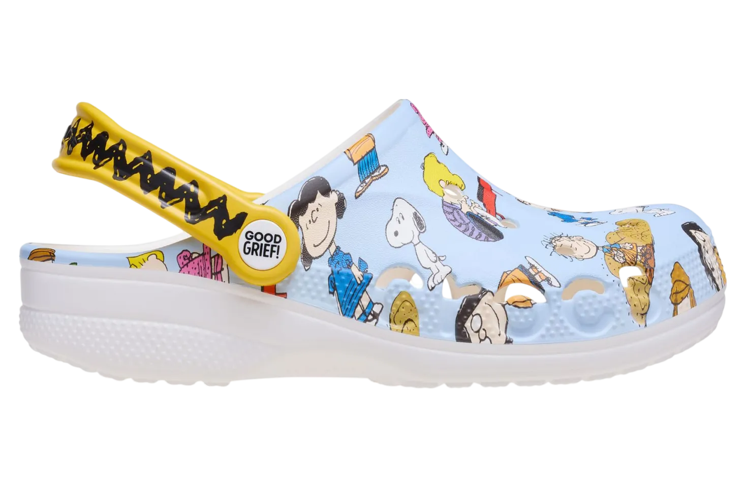 peanuts x crocs classic clog good grief