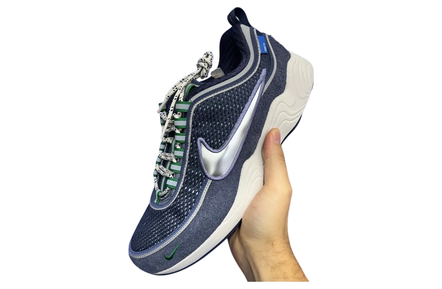 undefeated x nike air zoom spiridon thunder blue