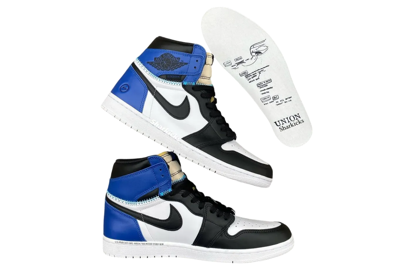 union x fragment design x air jordan 1 high og black navy 5